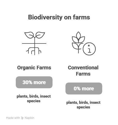 an image showing the percentage of biodiversity on organic farm